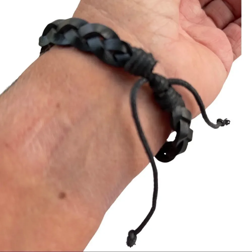 Leather Twist Braided Adjustable Leather Bracelet • NWT